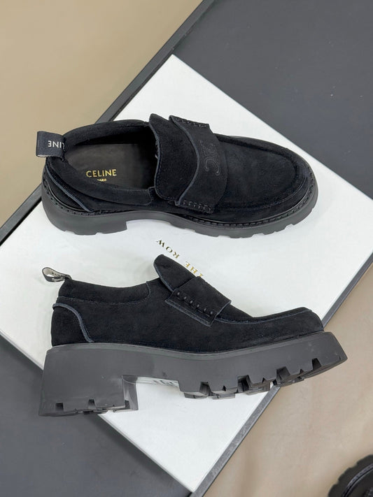 CELINE 25S ЛОФЕРИ SERIN CHUNKY 50 ММ З ЧОРНОЇ ЗАМШІ - 35