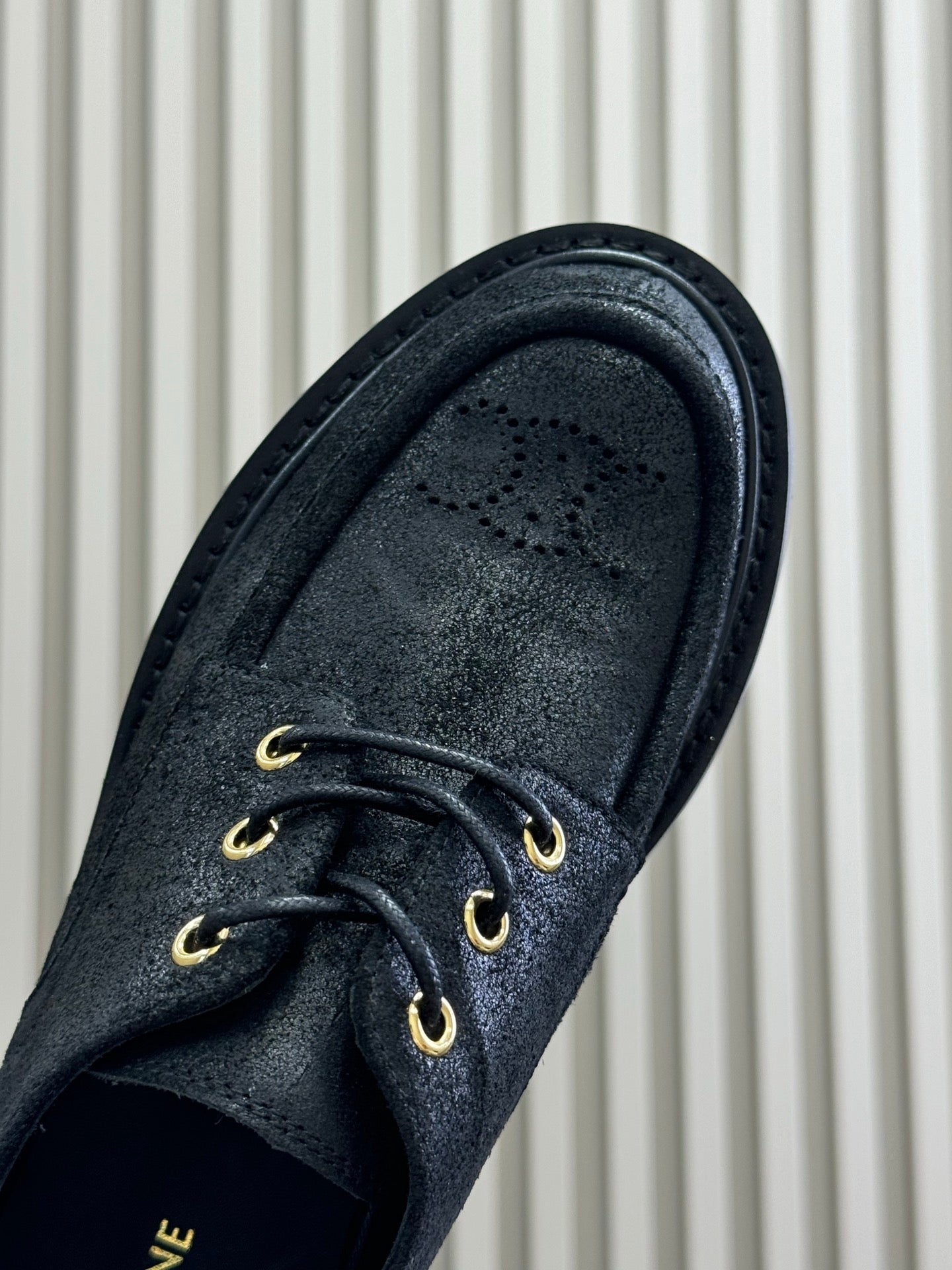 CELINE 25S THICK SOLED LOAFERS IN BLACK CALFSKIN SUEDE - 35