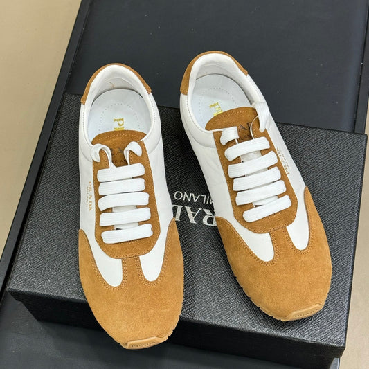PRADA 25S SNEAKER IN WHITE MIX CAMEL BROWN SUEDE STYLE 4 - 35