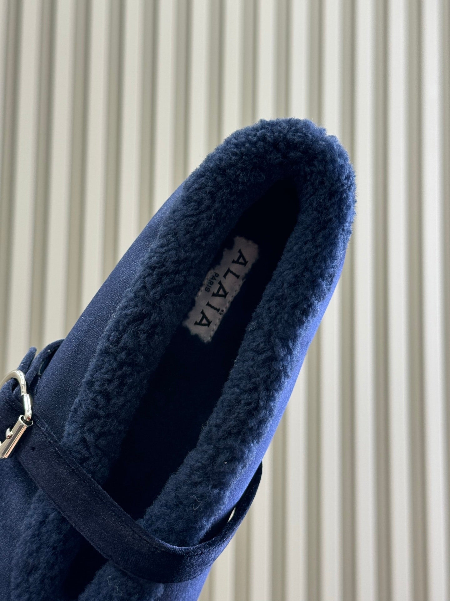 ALAIA 25S BALLET FLATS IN DARK BLUE VELVET - 35