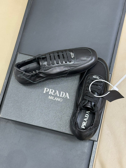 БАЛЕТКИ PRADA 25S З ЧОРНОЇ ТЕЛЯЧОЇ ШКІРИ - 35