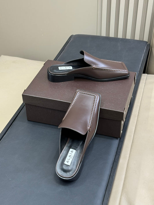 ALAIA 25S ШКІРЯНІ МЮЛІ-ЛОФЕРИ КОРИЧНЕВОГО КОЛЬОРУ - 35