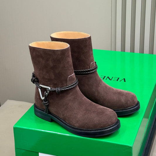 БОТІНКИ BOTTEGA VENETA 26S З ТЕМНО-КОРИЧНЕВОЇ ЗАМШІ