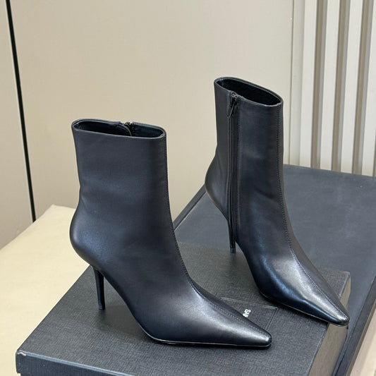 Черевики YSL 26S на підборах із застібкою-блискавкою, чорна теляча шкіра
