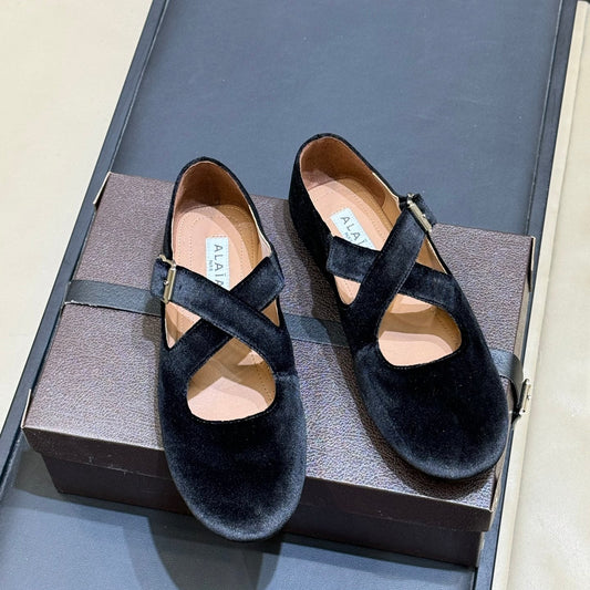 БАЛЕТКИ ALAÏA 26S MARY JANE З ЧОРНОГО ОКСАМИТУ