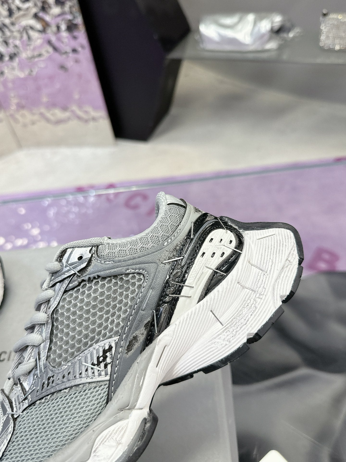 STAPLER SNEAKER IN GRAY POLYURETHANE AND POLYESTER - 35