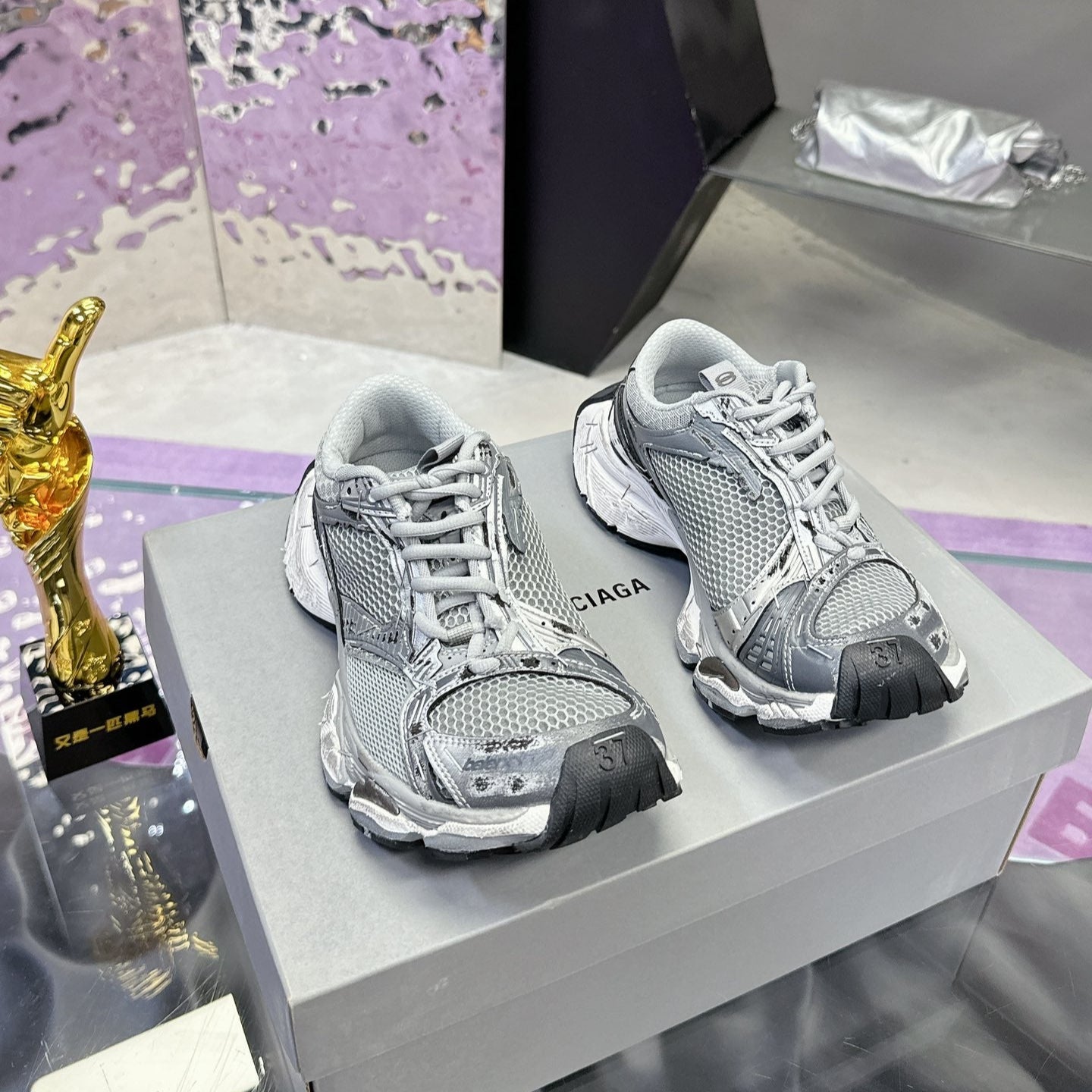 STAPLER SNEAKER IN GRAY POLYURETHANE AND POLYESTER - 35