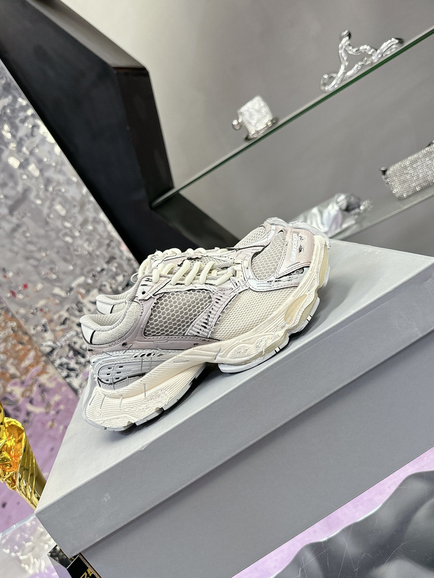 STAPLER SNEAKER IN BEIGE AND GREY POLYURETHANE AND POLYESTER - 35
