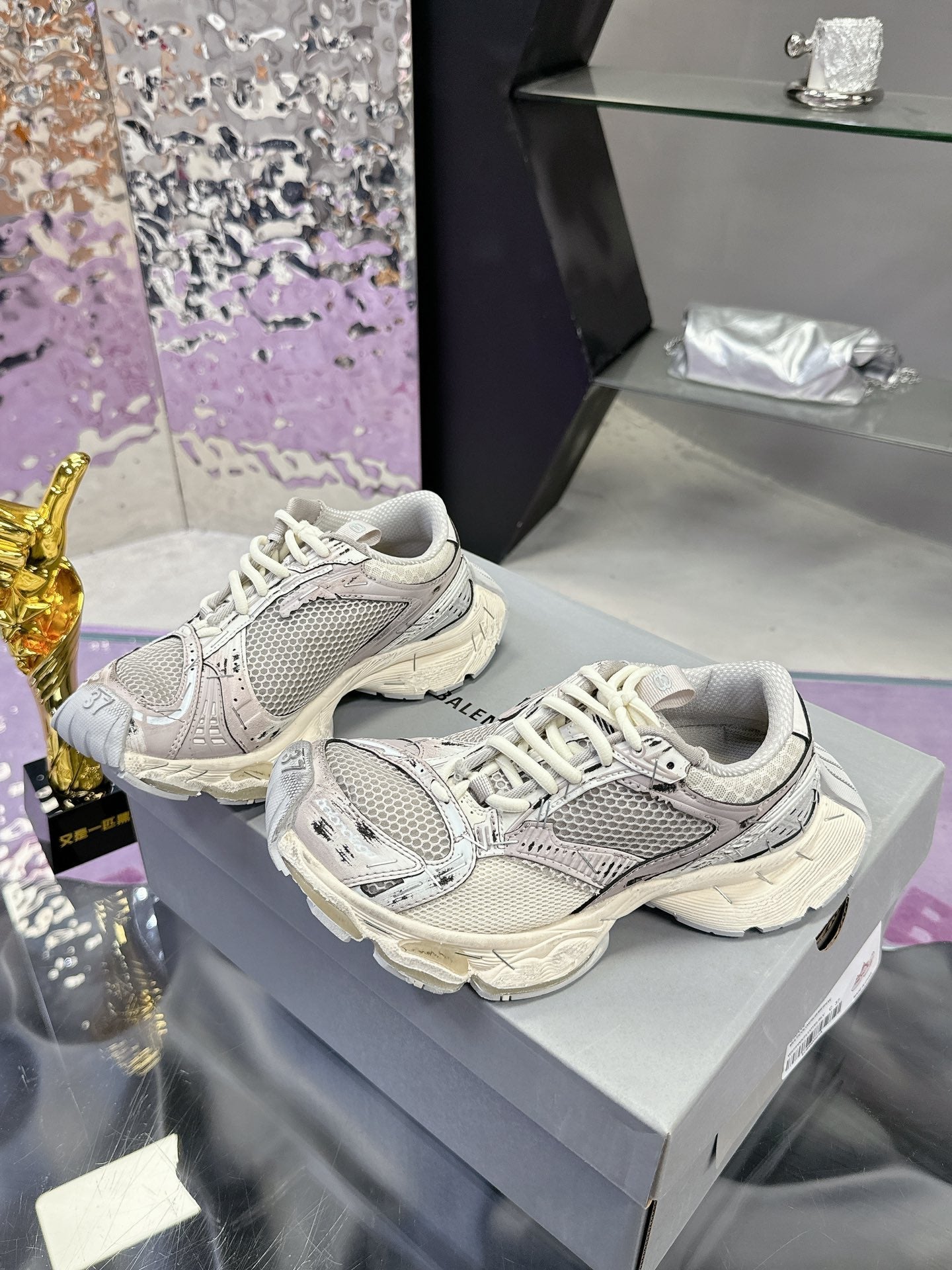STAPLER SNEAKER IN BEIGE AND GREY POLYURETHANE AND POLYESTER - 35