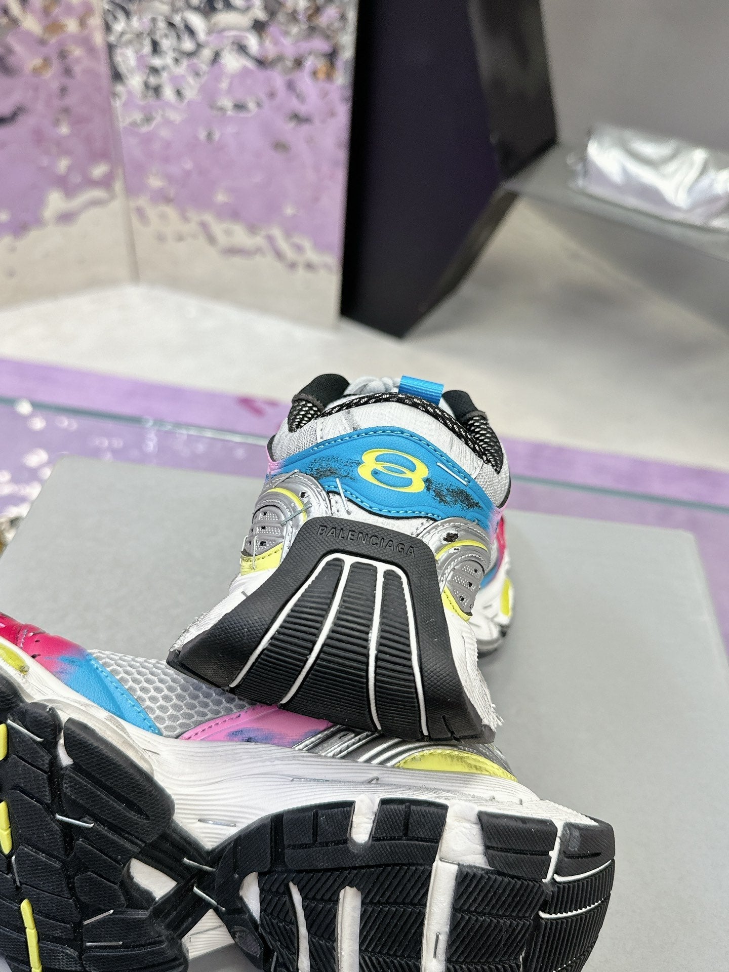 STAPLER SNEAKER IN GRAY PINK BLUE POLYURETHANE AND MESH - 35