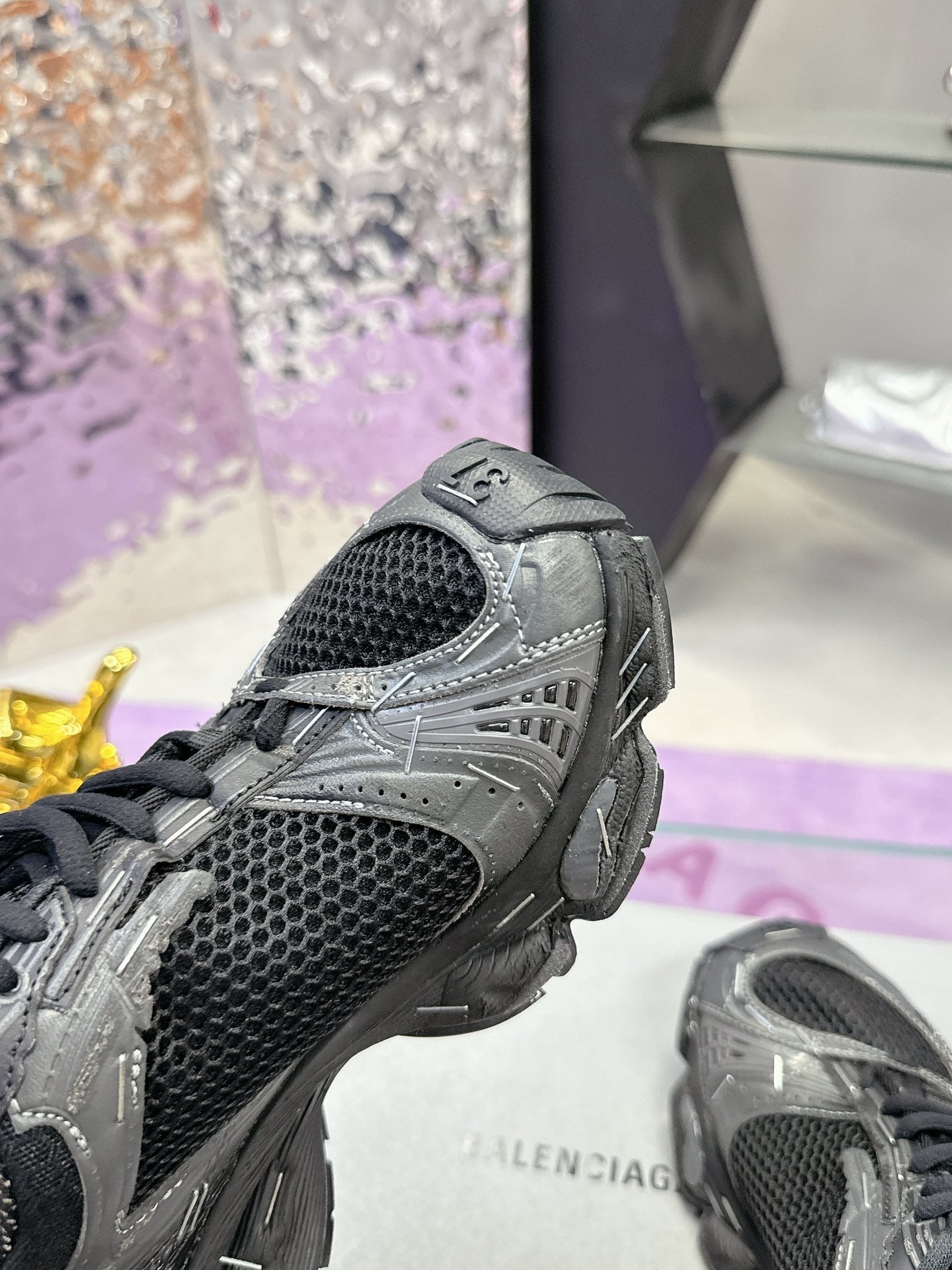 STAPLER SNEAKER IN BLACK MIX GRAY POLYURETHANE AND MESH - 35