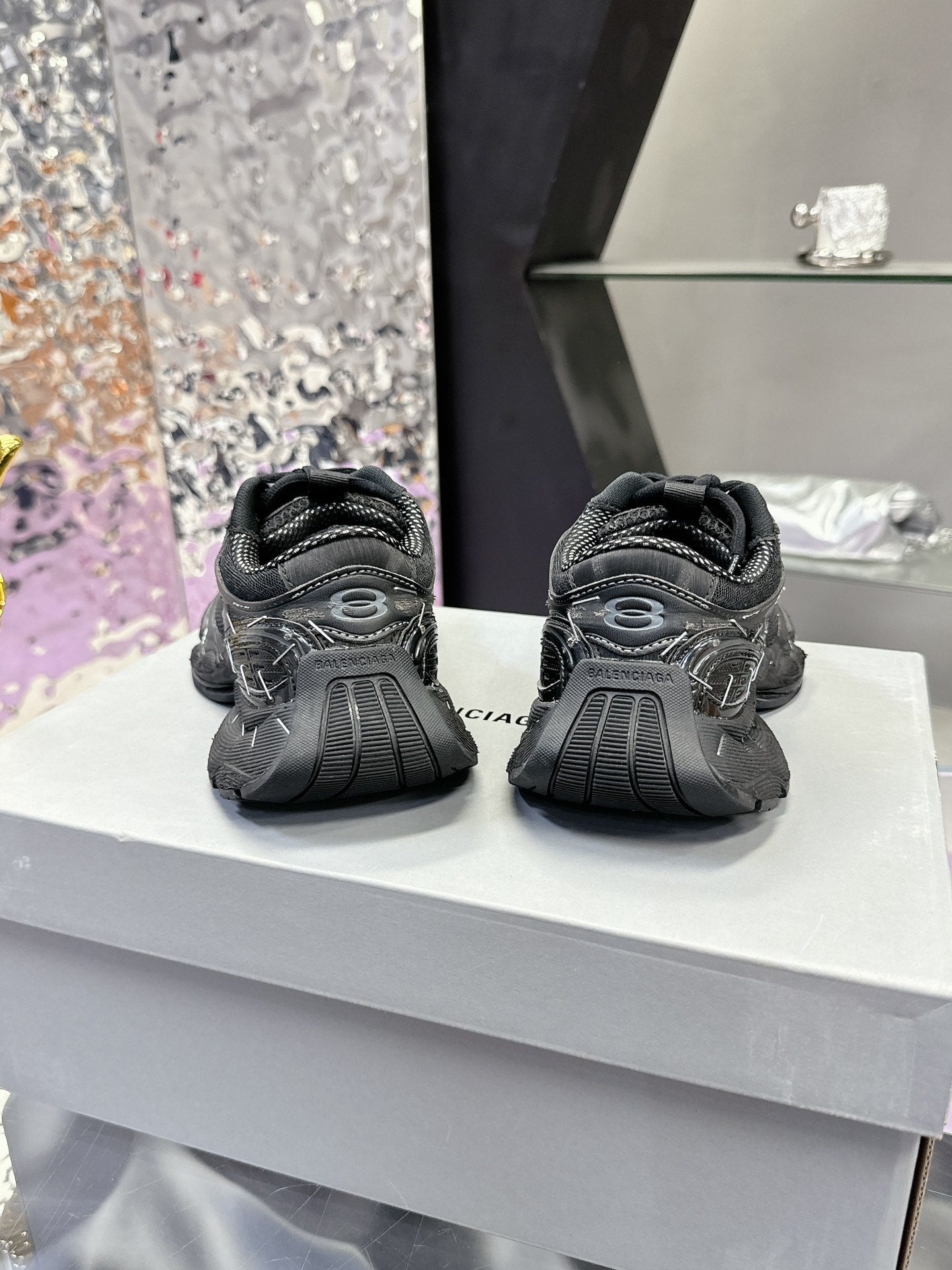 STAPLER SNEAKER IN BLACK MIX GRAY POLYURETHANE AND MESH - 35
