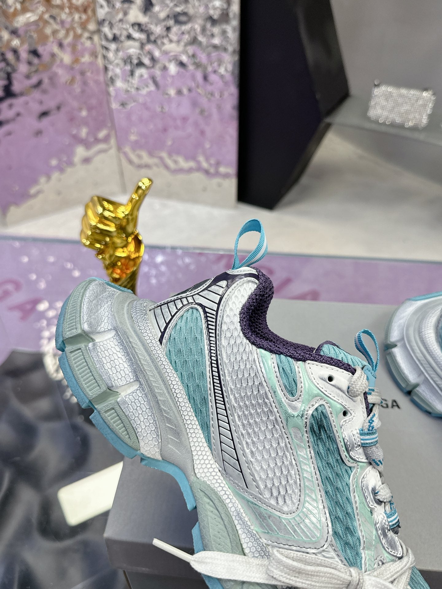 3XL SNEAKER IN LIGHT BLUE, WHITE AND PURPLE MESH AND POLYURETHANE - 35