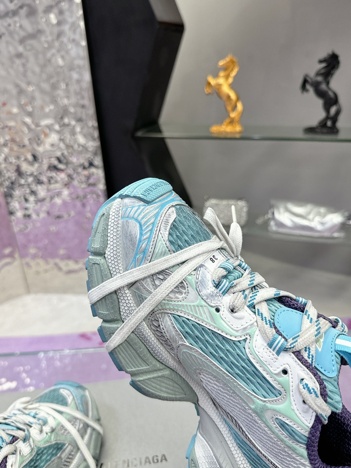 3XL SNEAKER IN LIGHT BLUE, WHITE AND PURPLE MESH AND POLYURETHANE - 35