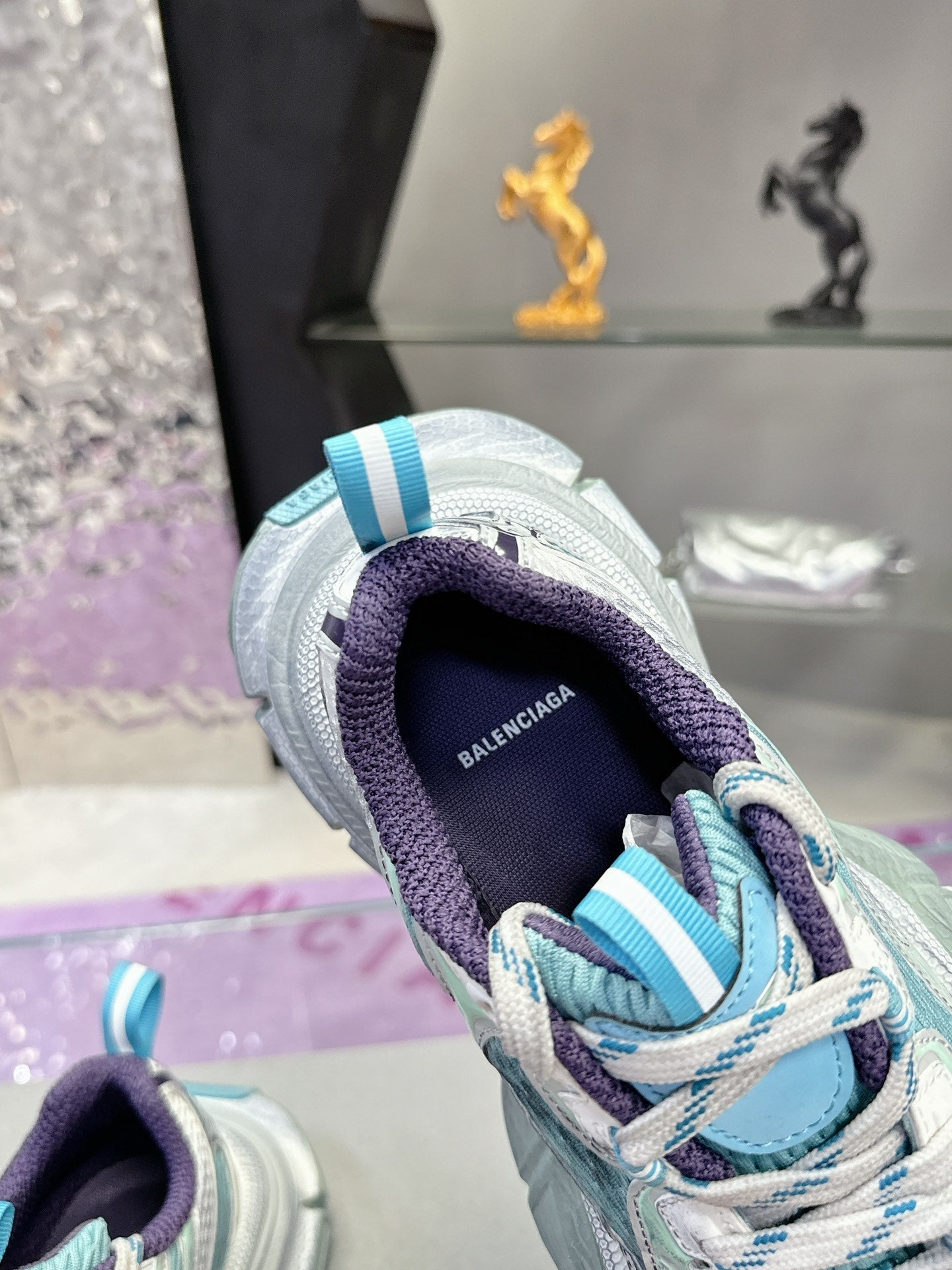 3XL SNEAKER IN LIGHT BLUE, WHITE AND PURPLE MESH AND POLYURETHANE - 35