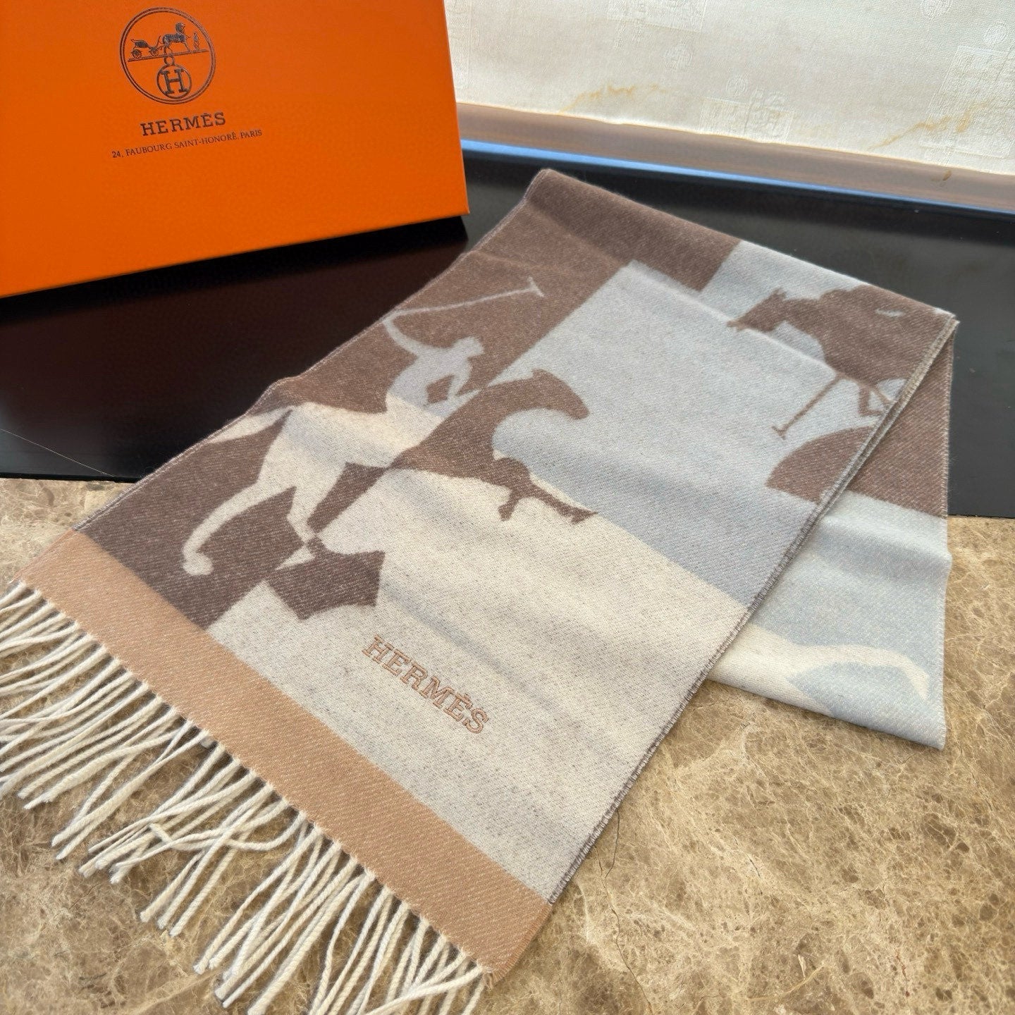 HERMES 25S SCARF 170 IN CASHMERE 854666