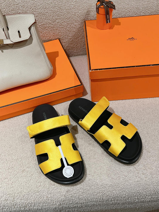 CHYPRE SANDAL ЧОРНИЙ МІКС ЯСКРАВО-ЖОВТА ТЕЛЯЧА ШКІРА - 35