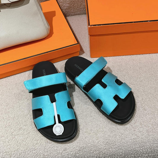 CHYPRE SANDAL BLACK MIX SKY CALFSKIN - 35