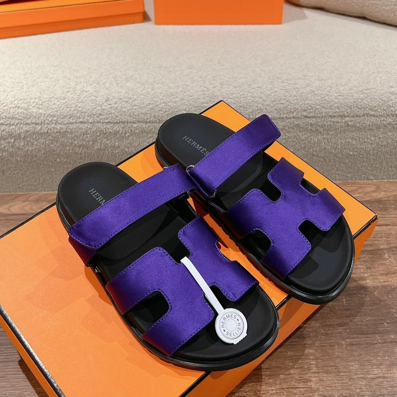 CHYPRE SANDAL BLACK MIX IMPERIAL BLUE CALFSKIN - 35