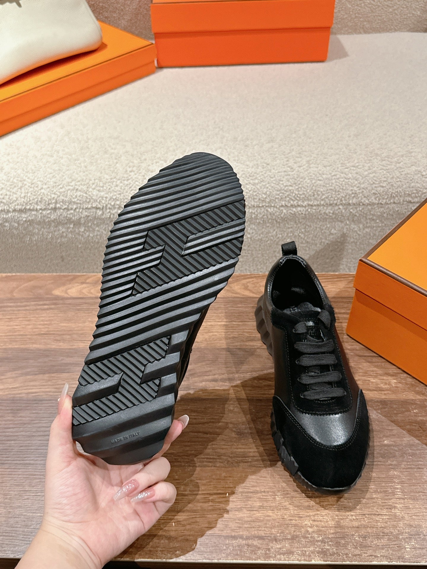MAINLAND SNEAKER IN FULL BLACK SUEDE AND CALFSKIN - 35