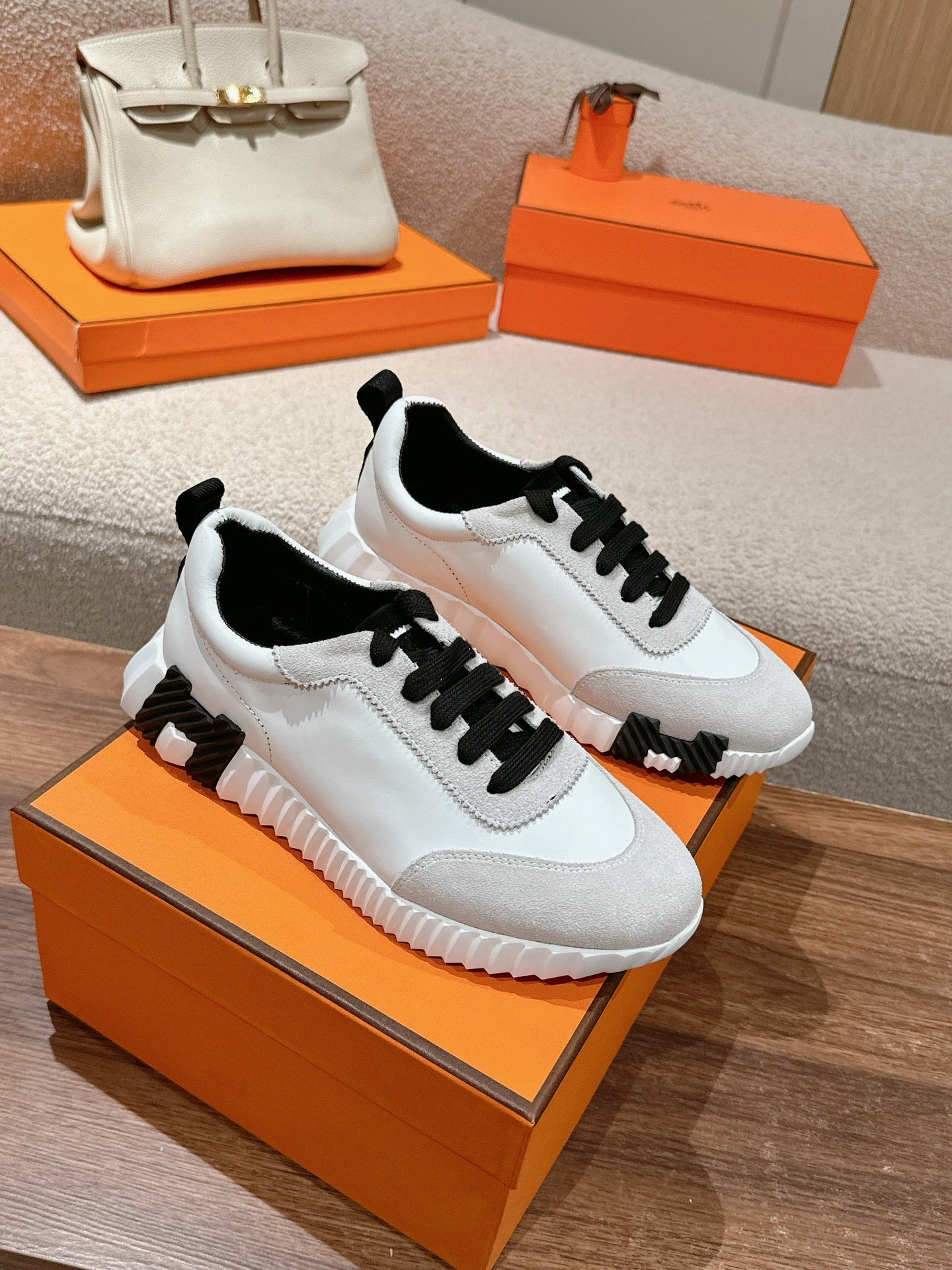MAINLAND SNEAKER IN PALE GRAY SUEDE AND WHITE CALFSKIN - 35