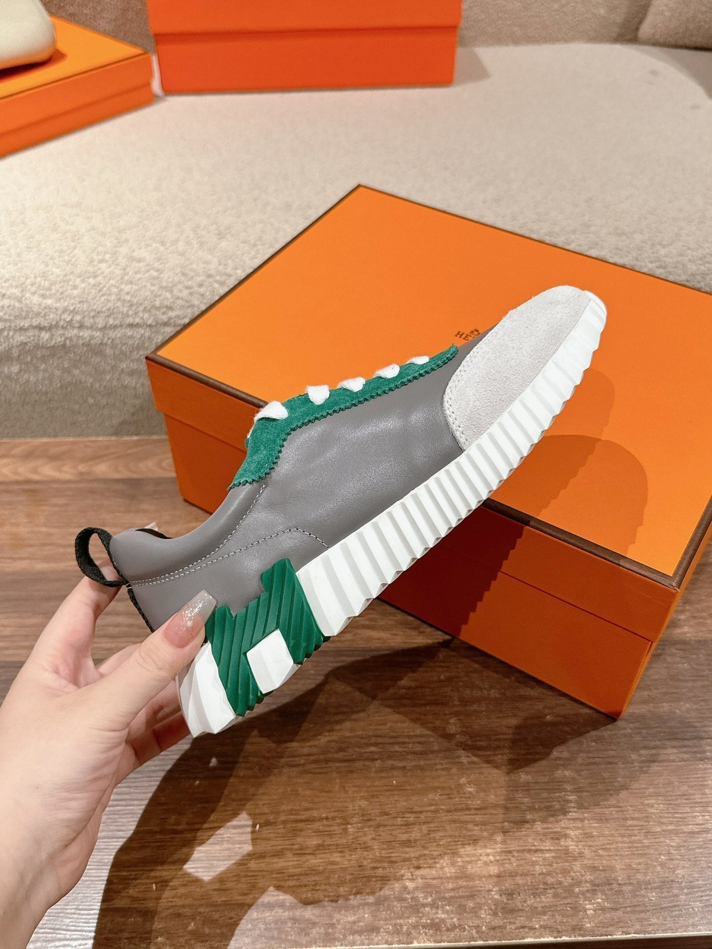 MAINLAND SNEAKER IN PALE GRAY SUEDE AND MOUSE GRAY CALFSKIN - 35