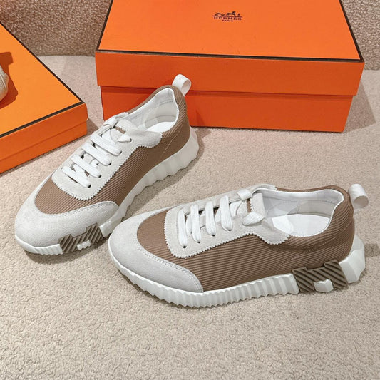 MAINLAND SNEAKER IN PALE GRAY SUEDE AND LIGHT BROWN BREATHABLE MESH FABRIC - 35