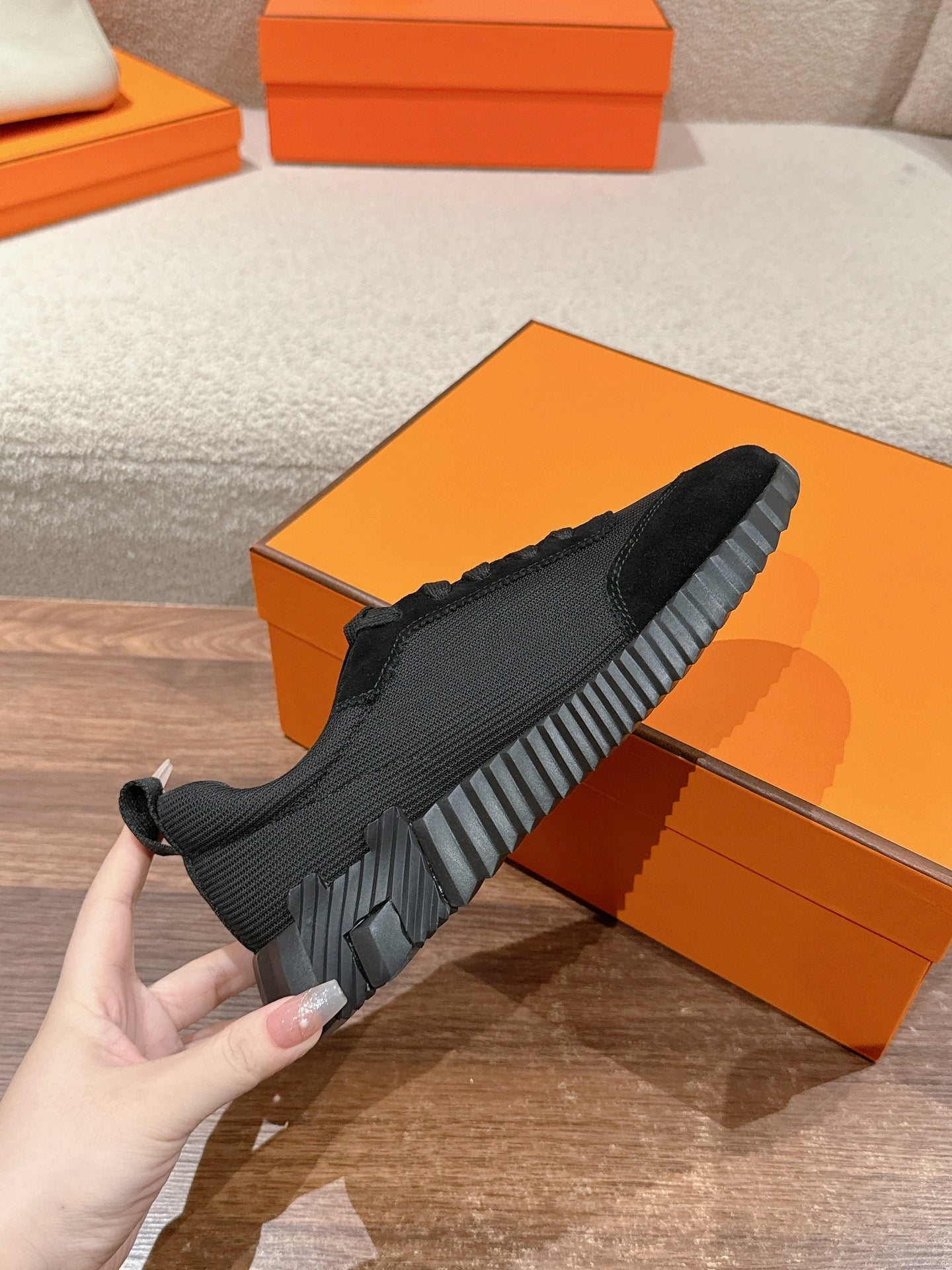 MAINLAND SNEAKER IN FULL BLACK SUEDE AND BREATHABLE MESH FABRIC - 35