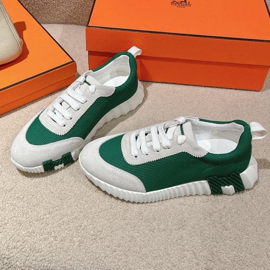 MAINLAND SNEAKER IN PALE GRAY SUEDE AND FOREST GREEN BREATHABLE MESH FABRIC - 35