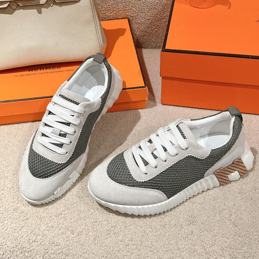 MAINLAND SNEAKER IN PALE GRAY SUEDE AND SMOKE GRAY BREATHABLE MESH FABRIC - 35