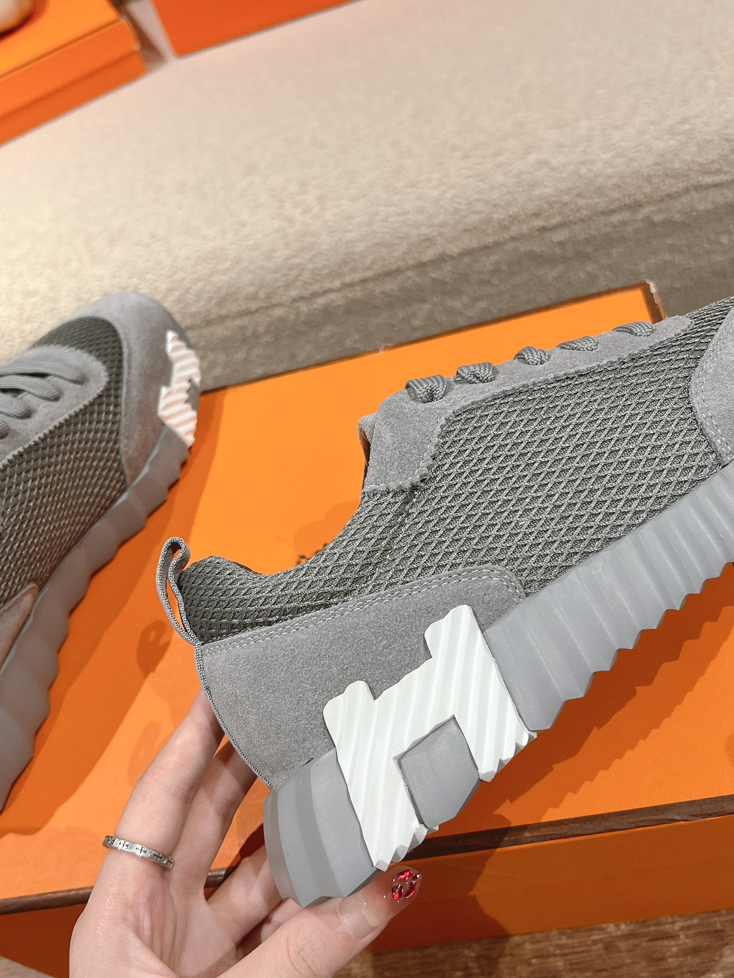 MAINLAND SNEAKER IN MOUSE GRAY SUEDE AND BREATHABLE MESH FABRIC - 35
