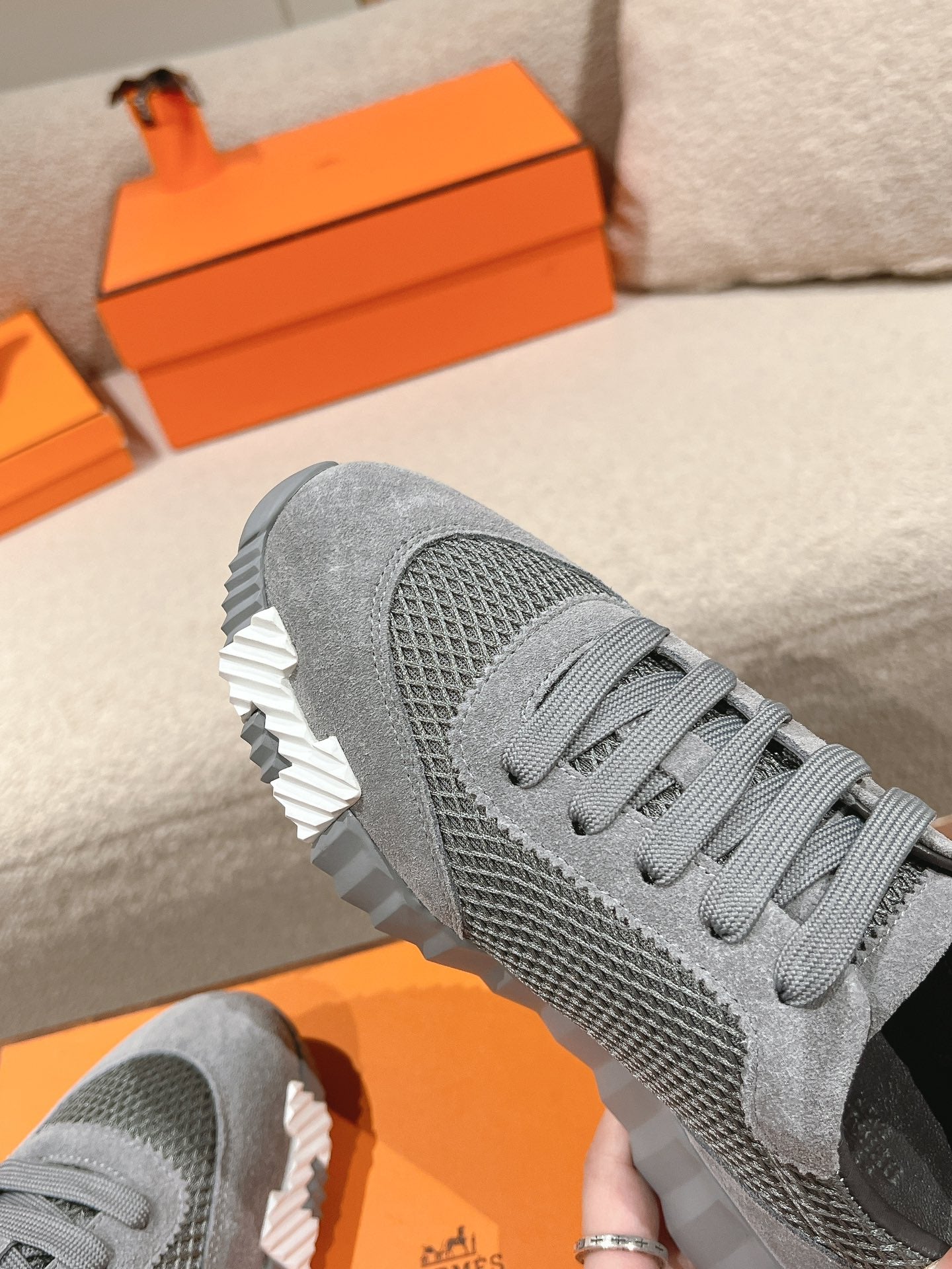 MAINLAND SNEAKER IN MOUSE GRAY SUEDE AND BREATHABLE MESH FABRIC - 35