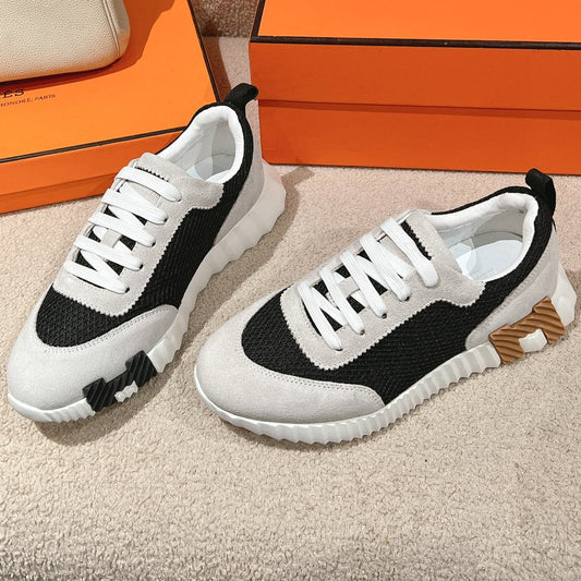 MAINLAND SNEAKER IN PALE GRAY SUEDE AND BLACK BREATHABLE MESH FABRIC - 35