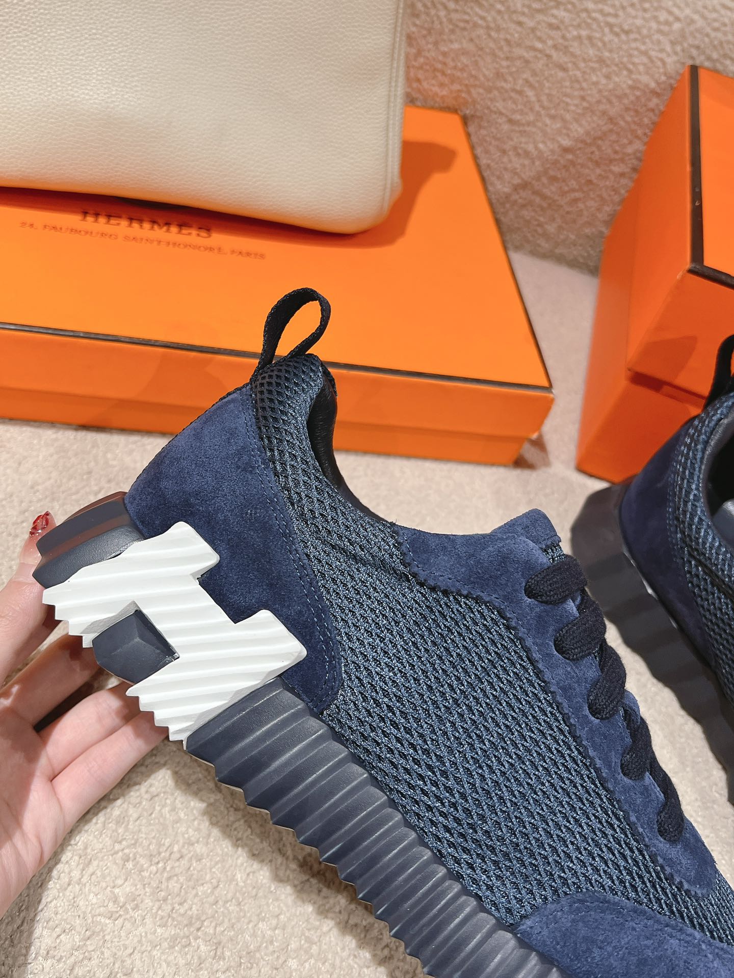 MAINLAND SNEAKER IN CLASSIC BLUE SUEDE AND BREATHABLE MESH FABRIC - 35