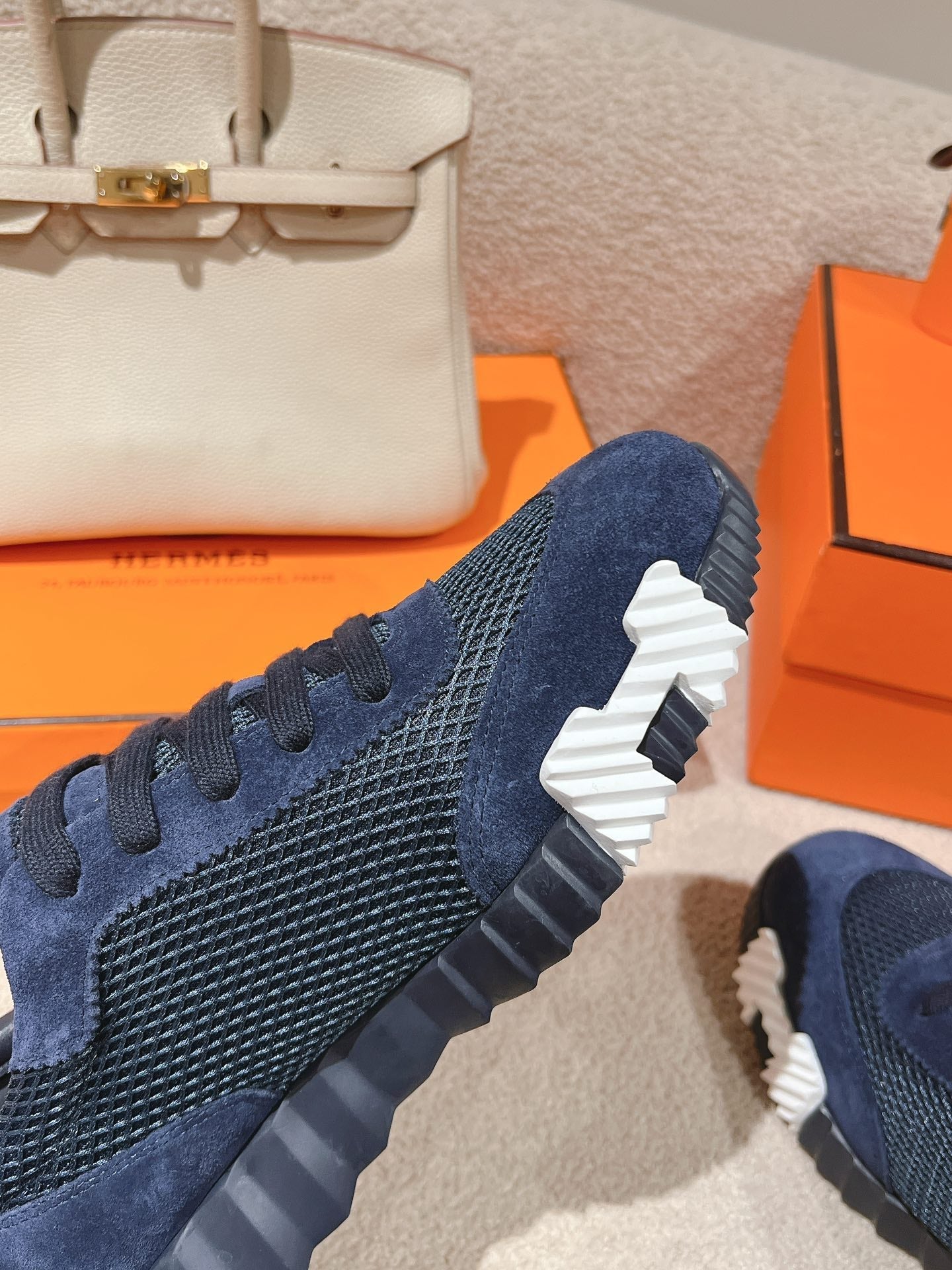 MAINLAND SNEAKER IN CLASSIC BLUE SUEDE AND BREATHABLE MESH FABRIC - 35