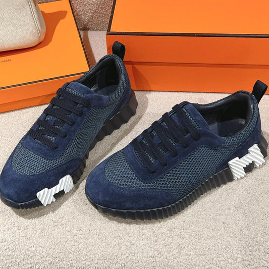 MAINLAND SNEAKER IN CLASSIC BLUE SUEDE AND BREATHABLE MESH FABRIC - 35
