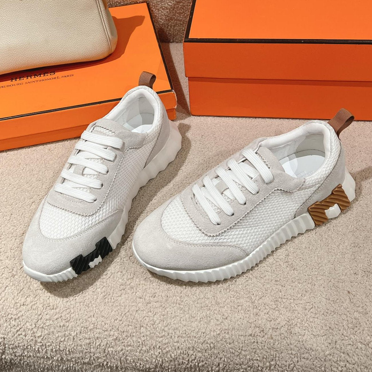 MAINLAND SNEAKER IN PALE GRAY SUEDE AND WHITE BREATHABLE MESH FABRIC - 35
