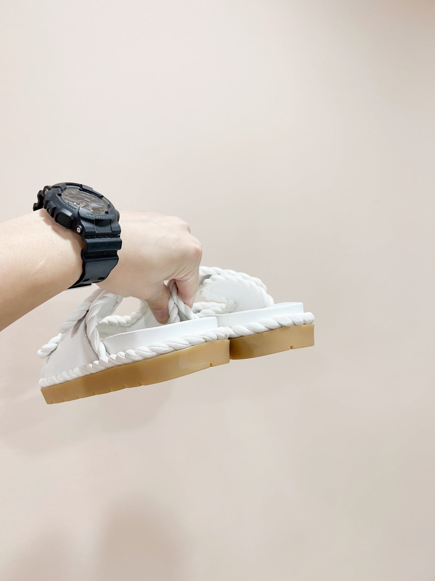 REFINED DAD SANDAL IN WHITE LAMBSKIN MULE - 35