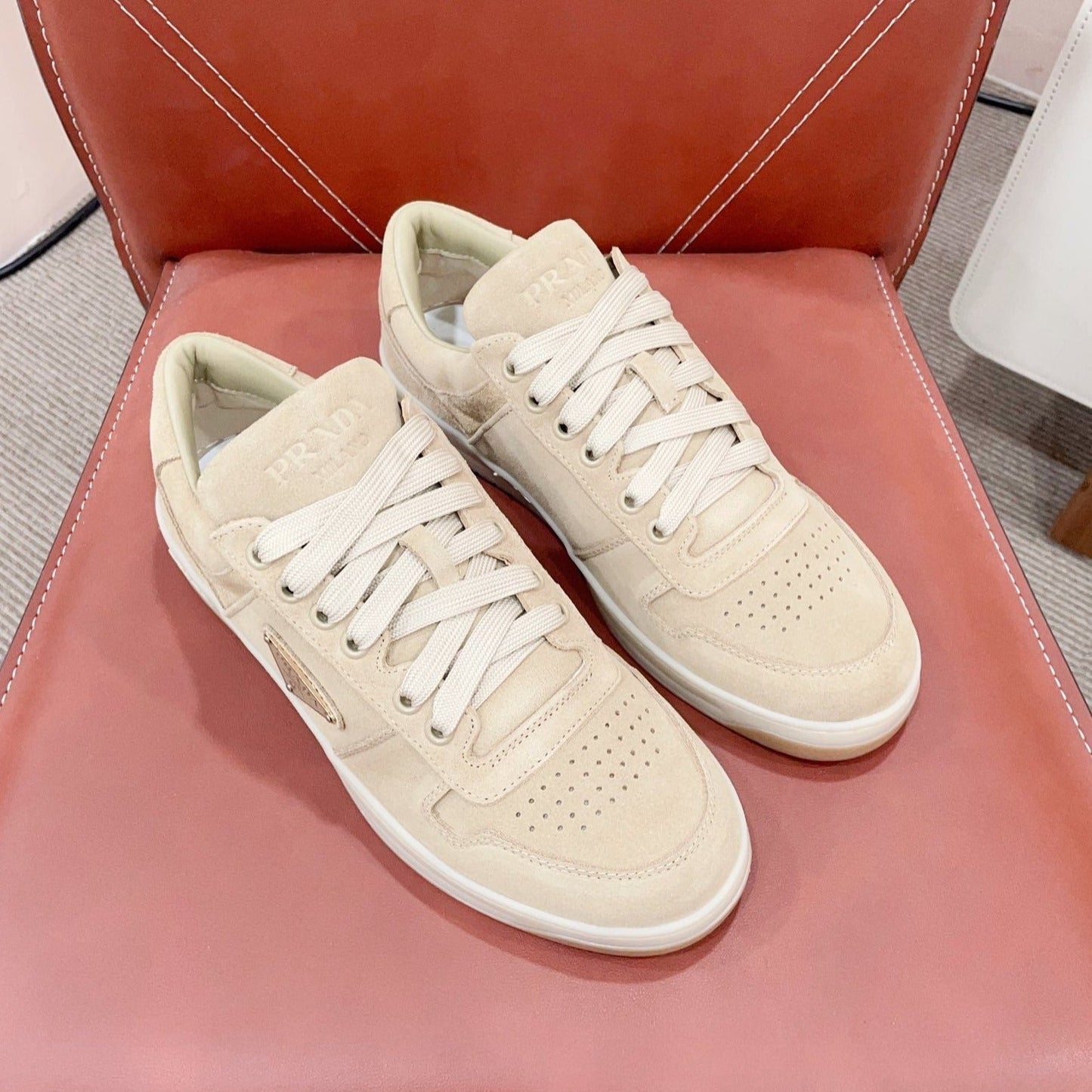 PRA DOWNTOWN PERFORATED SNEAKERS BEIGE SUEDE - 35