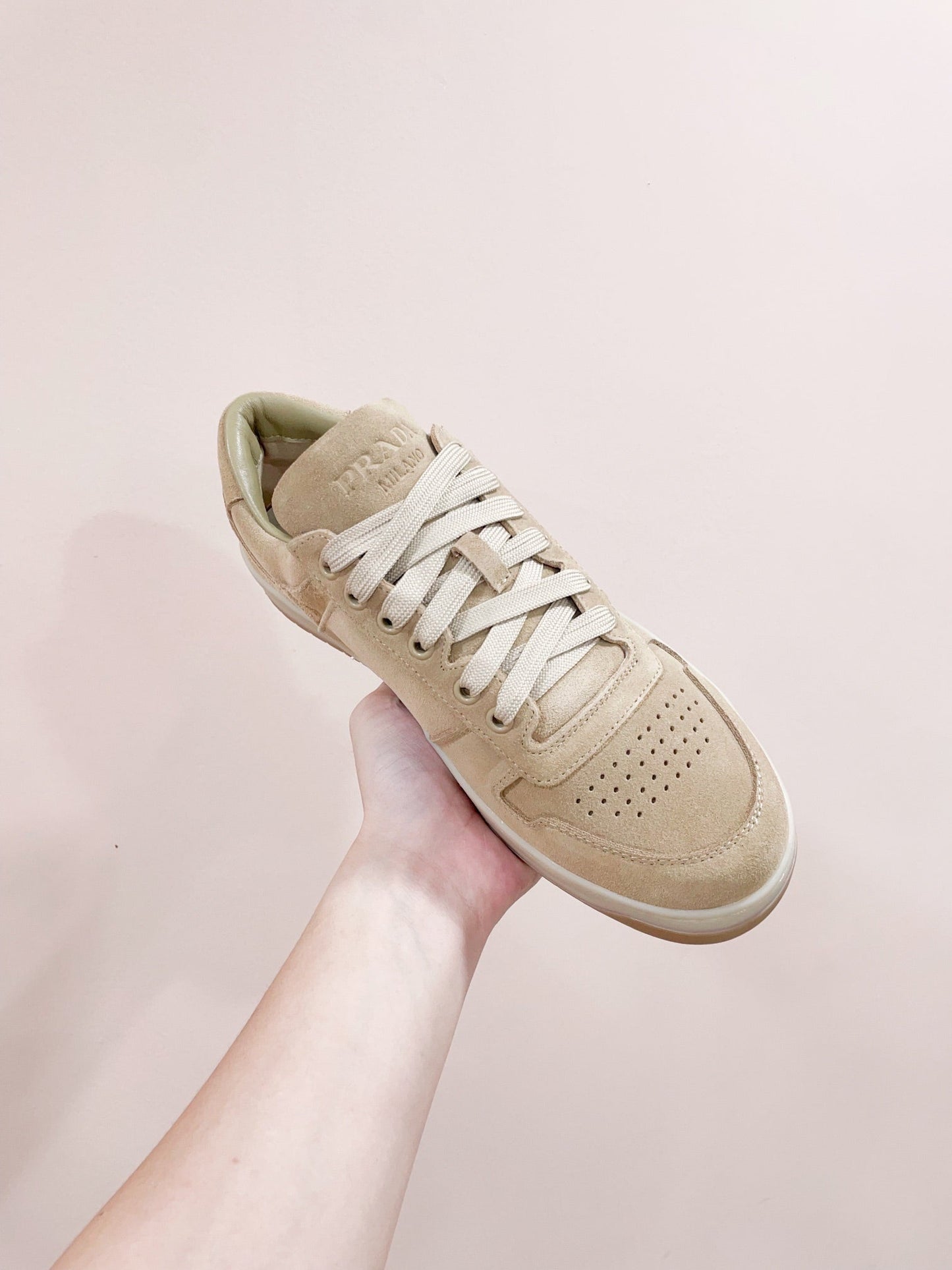 PRA DOWNTOWN PERFORATED SNEAKERS BEIGE SUEDE - 35