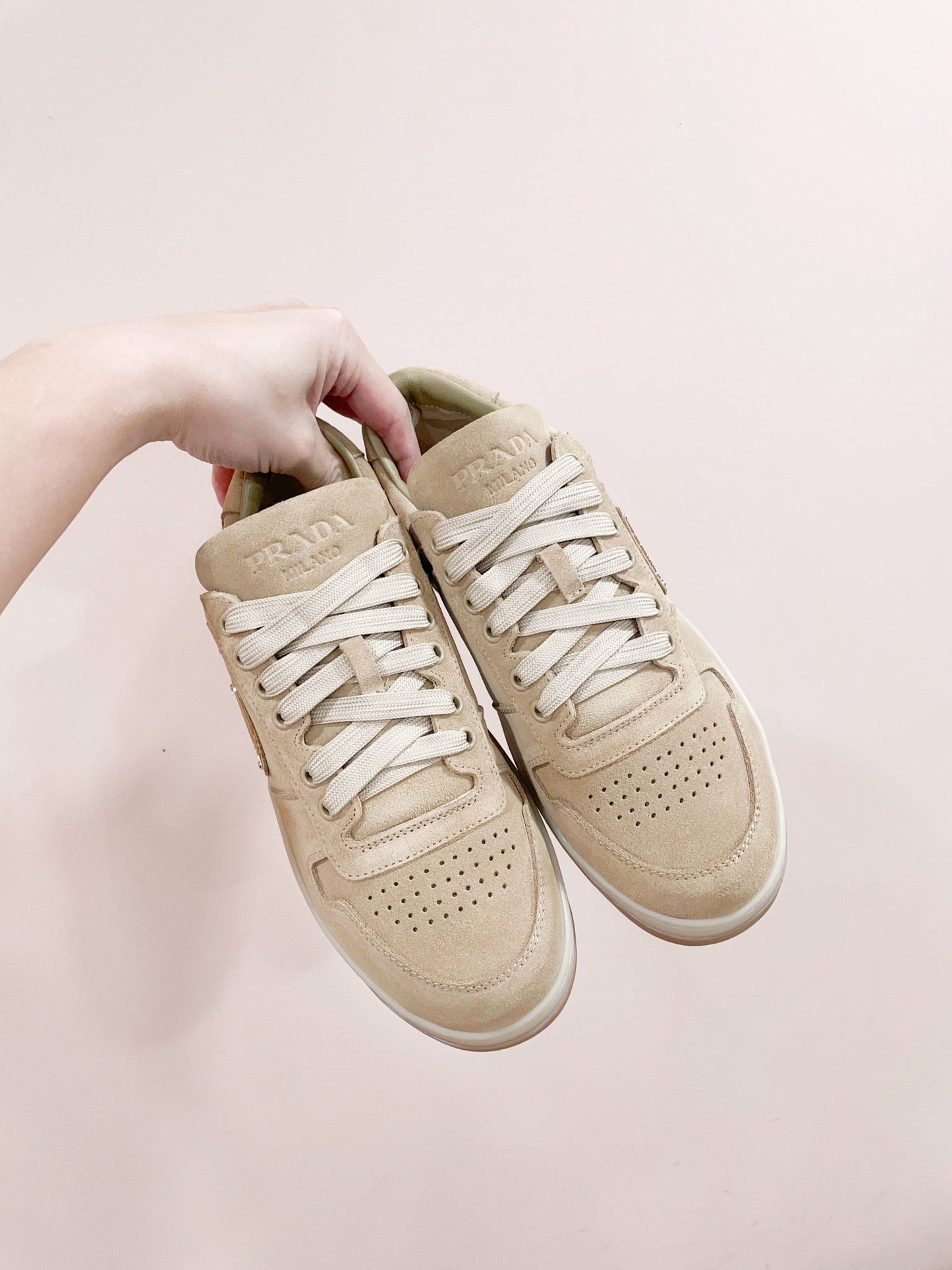 PRA DOWNTOWN PERFORATED SNEAKERS BEIGE SUEDE - 35