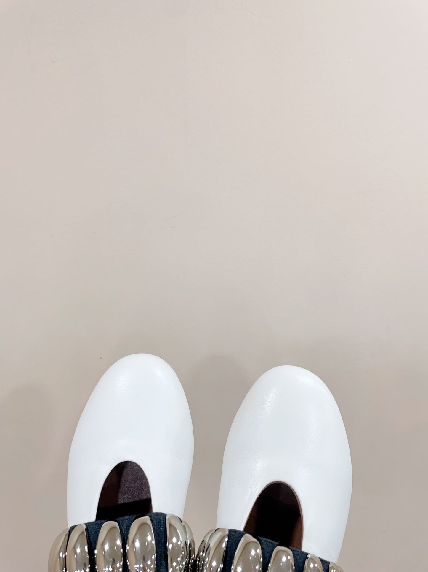 ALAIA TRIBALE BALLET FLATS IN WHITE LAMBSKIN - 35