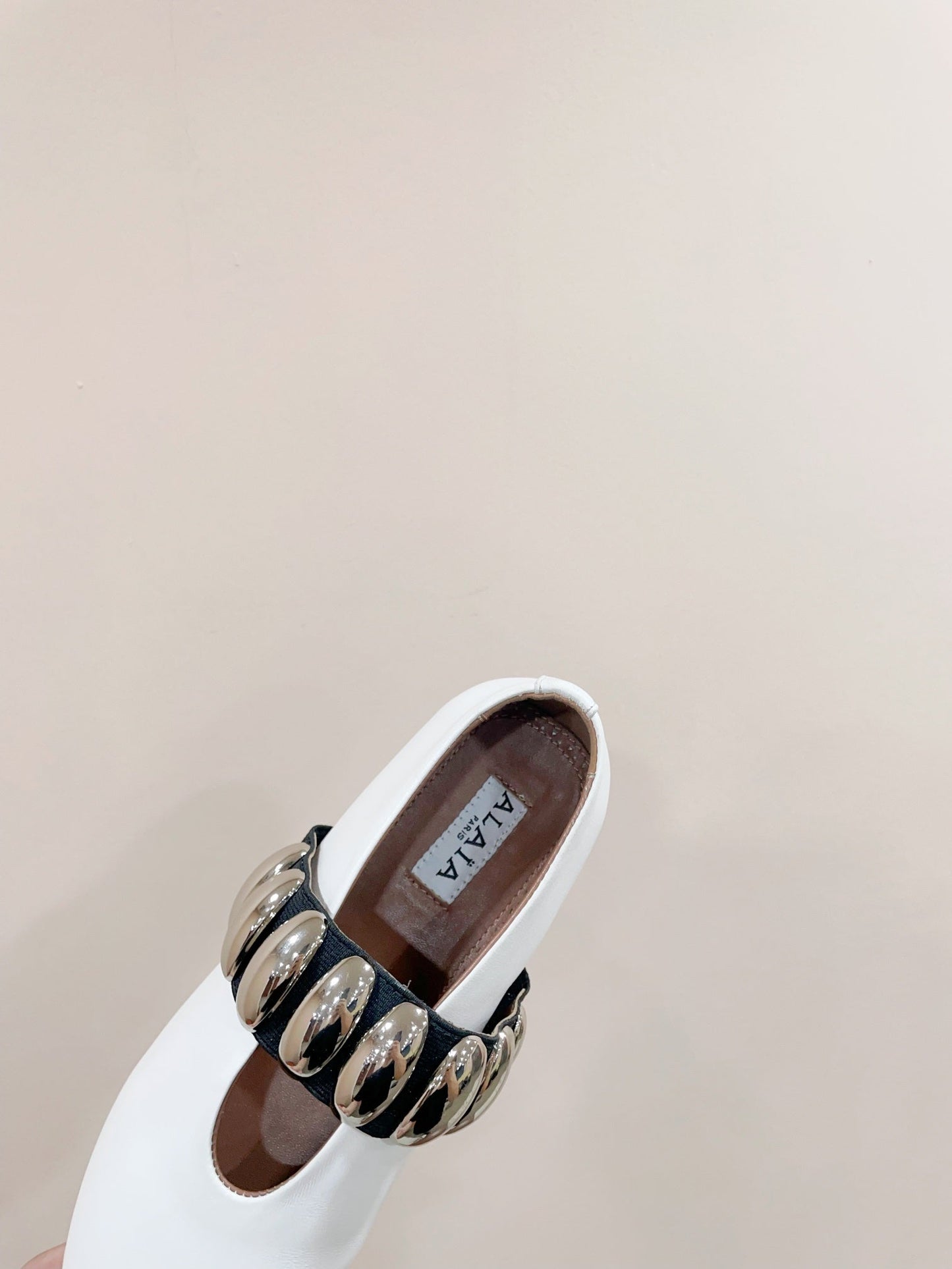 ALAIA TRIBALE BALLET FLATS IN WHITE LAMBSKIN - 35