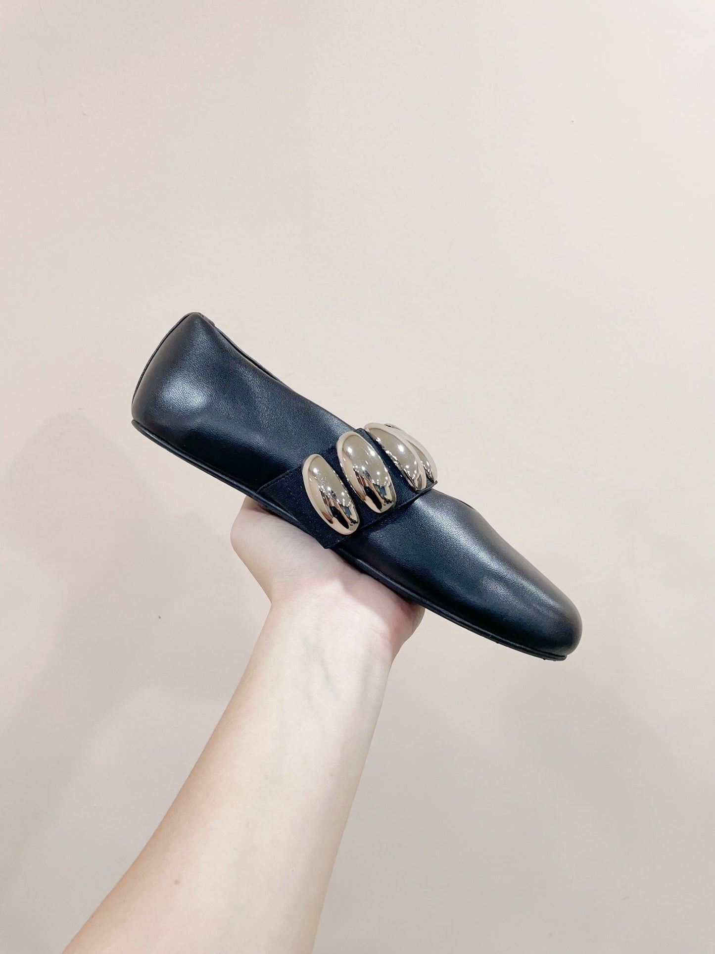 ALAIA TRIBALE BALLET FLATS IN BLACK LAMBSKIN - 35