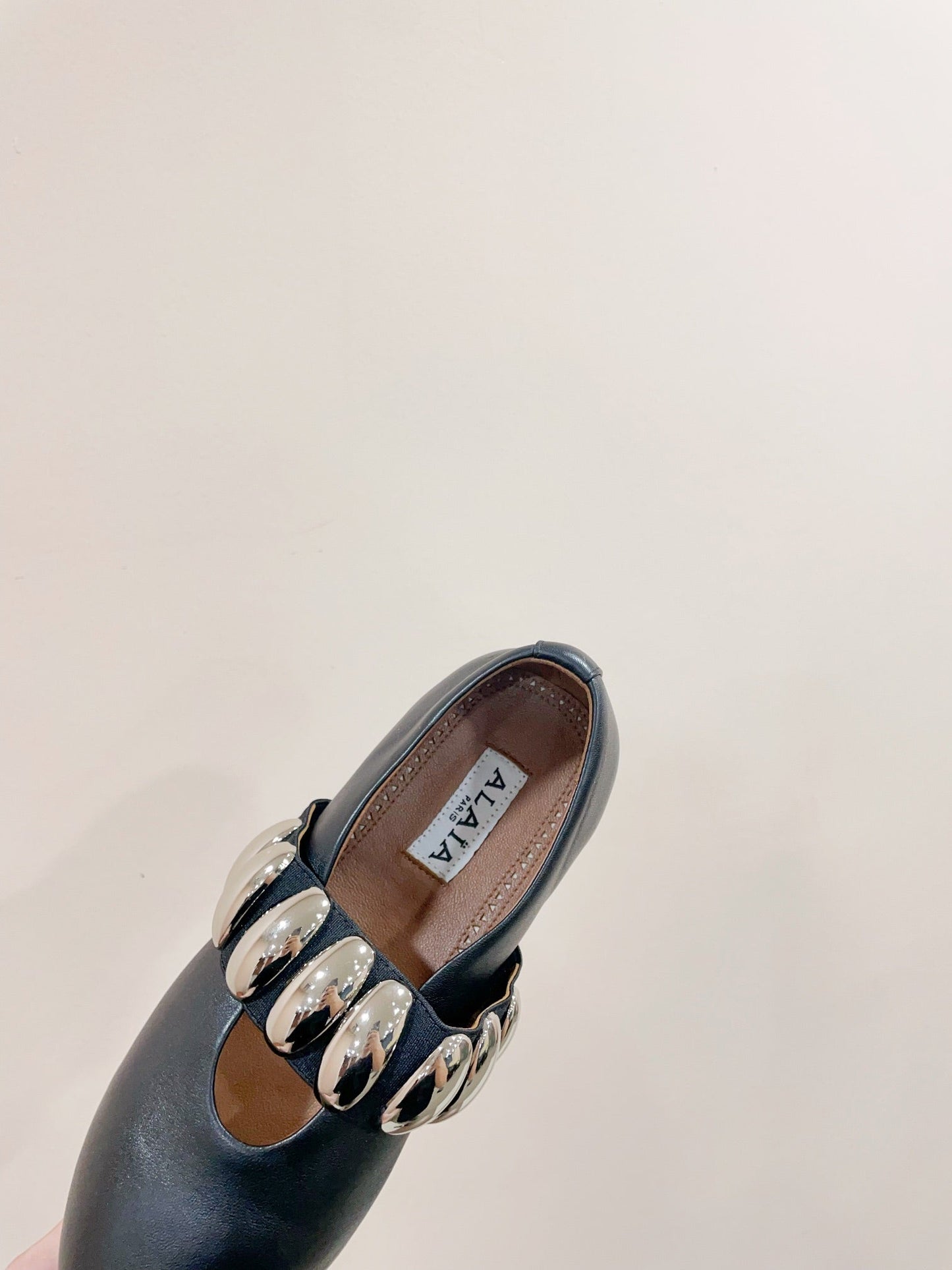 ALAIA TRIBALE BALLET FLATS IN BLACK LAMBSKIN - 35