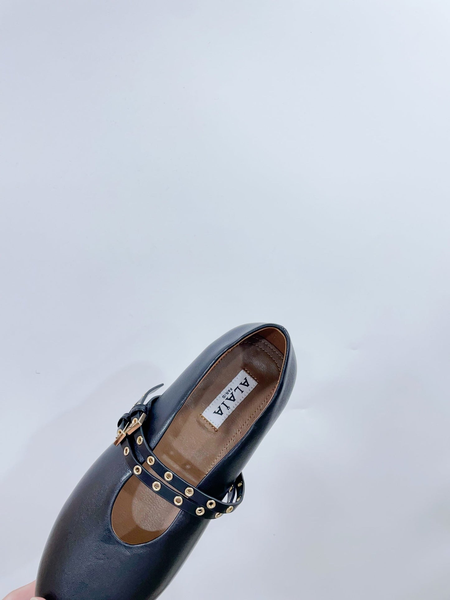ALAIA MARY JANE SHOES IN BLACK LAMBSKIN WITH GOLD HARDWARE - 35