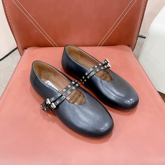 ALAIA MARY JANE SHOES IN BLACK LAMBSKIN WITH GOLD HARDWARE - 35
