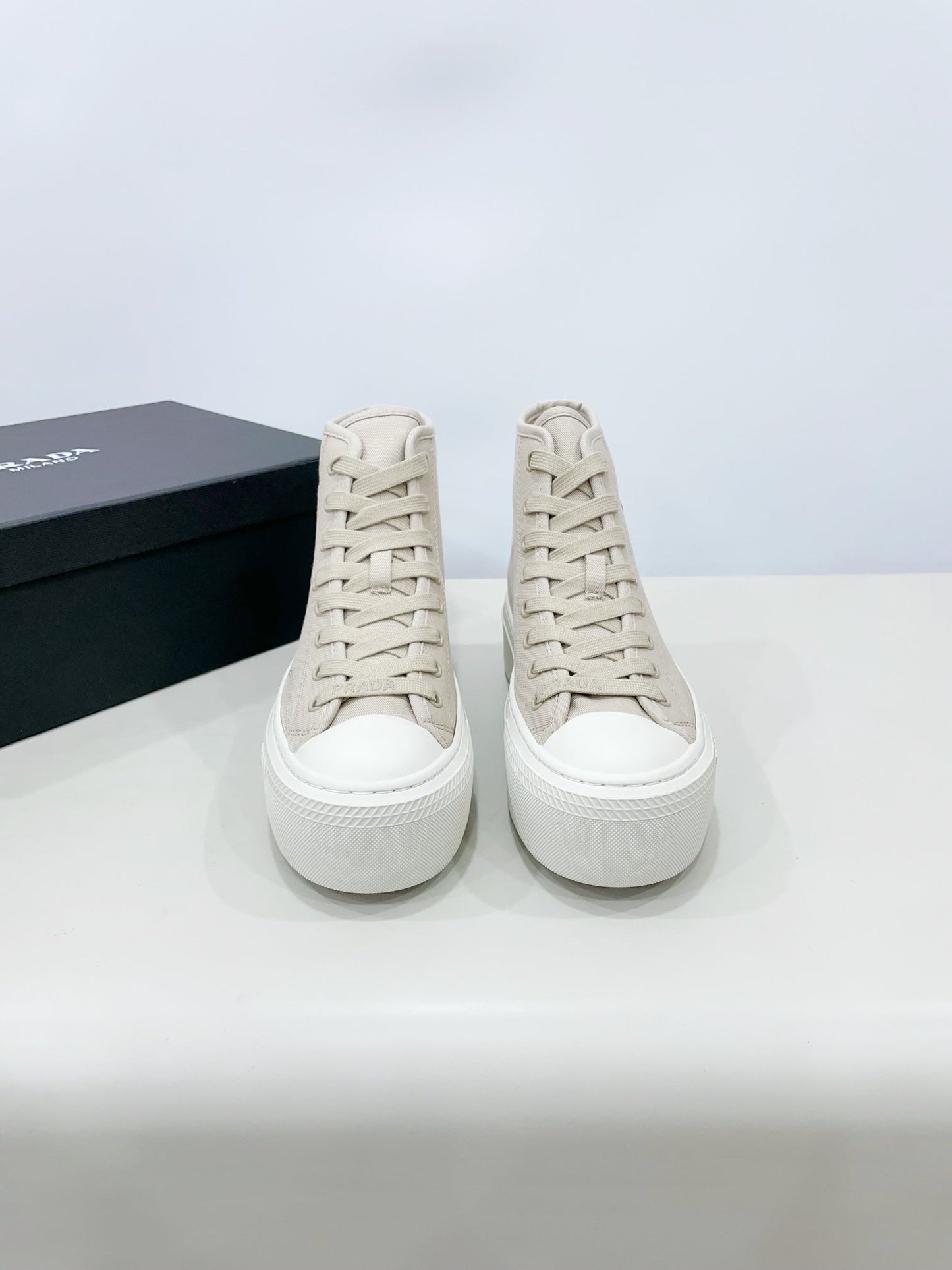 HIGH-TOP SEANKERS IN BEIGE CANVAS - 35