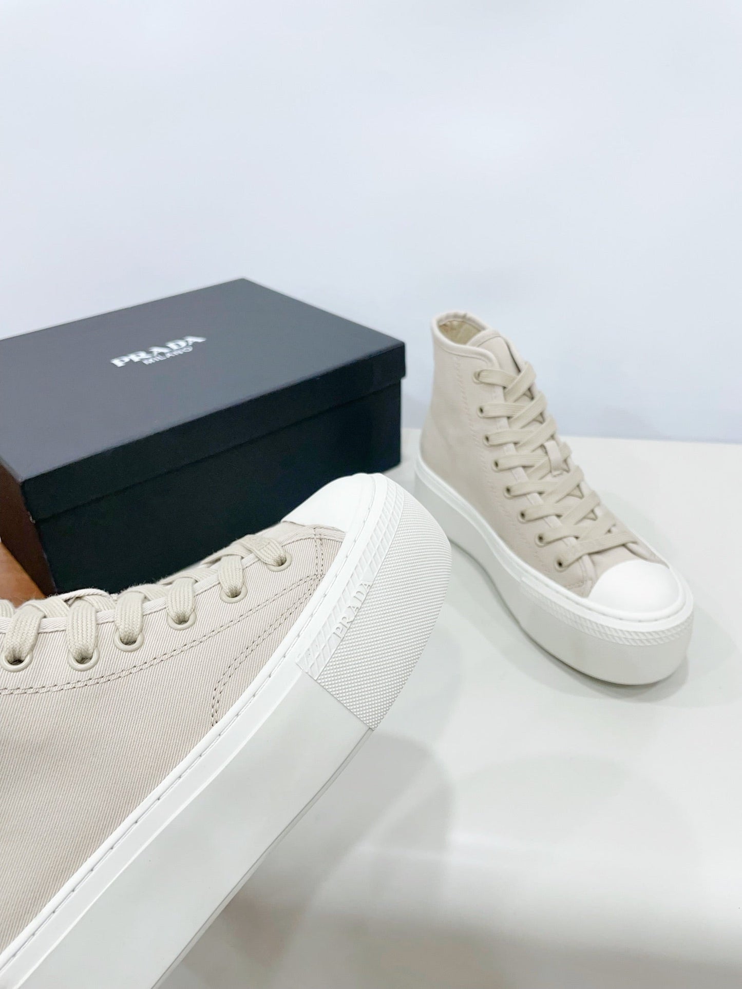 HIGH-TOP SEANKERS IN BEIGE CANVAS - 35