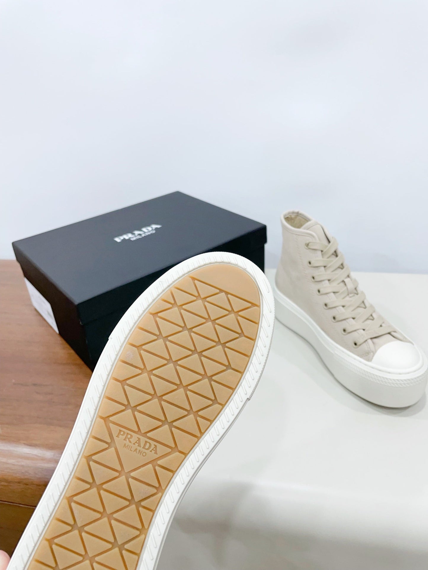 HIGH-TOP SEANKERS IN BEIGE CANVAS - 35